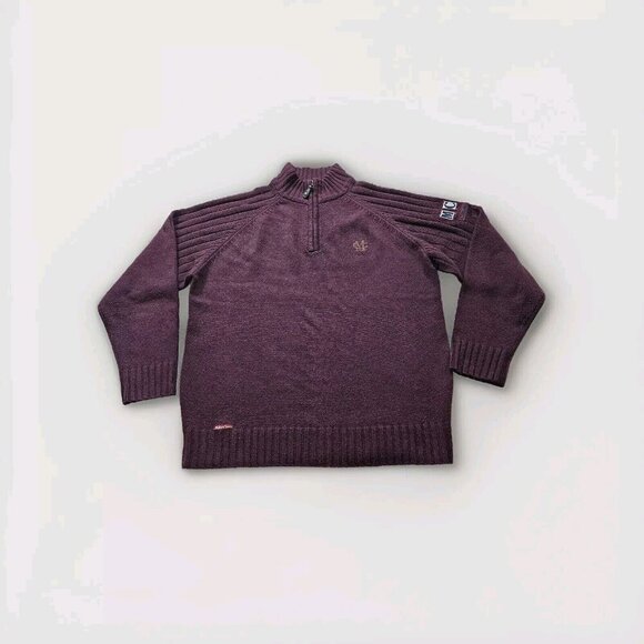 Marlboro Classics Sweater Mens XXL Burgundy LS 1/4 Zip Mock Neck VTG Wool Blend - Picture 1 of 16